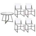 JILLIAN 5-PIECE ROUND MIRROR TOP DINING SET BLACK NICKEL - Image 2