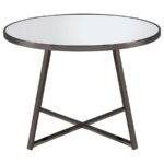 JILLIAN 5-PIECE ROUND MIRROR TOP DINING SET BLACK NICKEL - Image 4
