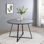 JILLIAN ROUND 45-INCH MIRROR TOP DINING TABLE BLACK NICKEL - Image 2