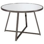 JILLIAN ROUND 45-INCH MIRROR TOP DINING TABLE BLACK NICKEL