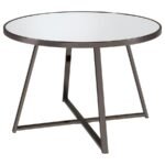JILLIAN ROUND 45-INCH MIRROR TOP DINING TABLE BLACK NICKEL - Image 4