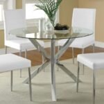 VANCE ROUND 41-INCH GLASS TOP ASTERISK DINING TABLE CHROME - Image 2