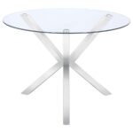 VANCE ROUND 41-INCH GLASS TOP ASTERISK DINING TABLE CHROME