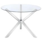 VANCE ROUND 41-INCH GLASS TOP ASTERISK DINING TABLE CHROME - Image 3