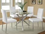 VANCE ROUND 41-INCH GLASS TOP ASTERISK DINING TABLE CHROME - Image 5