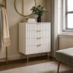 Modernist Wood Veneer And Stainless Steel Base Chest - Image 2