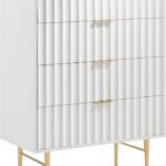 Modernist Wood Veneer And Stainless Steel Base Chest