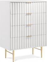 Modernist Wood Veneer And Stainless Steel Base Chest