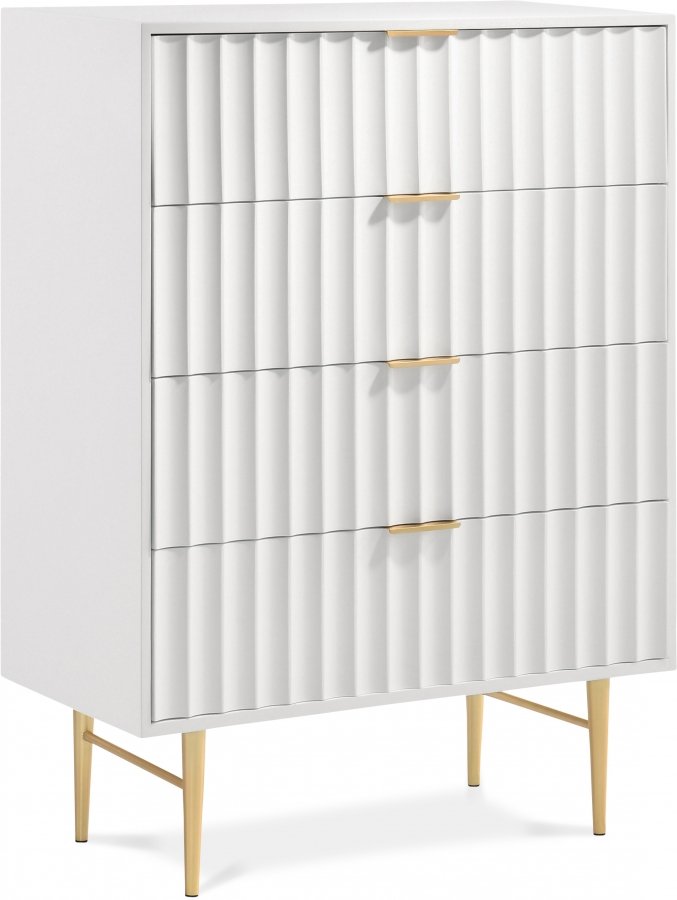 12085.jpg Modernist Wood Veneer And Stainless Steel Base Chest - Image 1