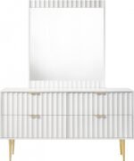 Modernist Wood Veneer And Stainless Steel Base Dresser - Image 4