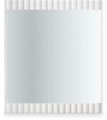 Modernist Wood Veneer And Stainless Steel Base Mirror