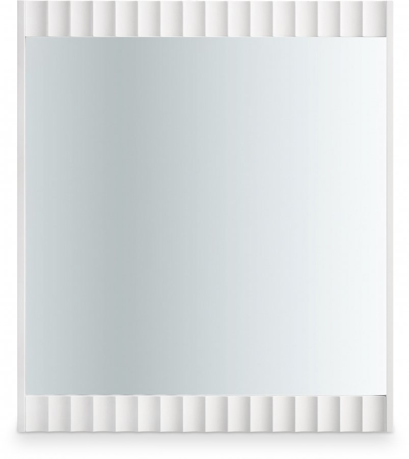 12087.jpg Modernist Wood Veneer And Stainless Steel Base Mirror - Image 1