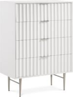 Modernist Wood Veneer And Stainless Steel Base Chest