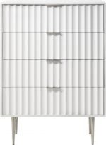 Modernist Wood Veneer And Stainless Steel Base Chest - Image 3