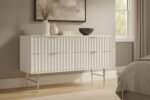 Modernist Wood Veneer And Stainless Steel Base Dresser - Image 2