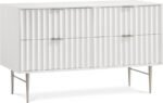 Modernist Wood Veneer And Stainless Steel Base Dresser