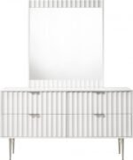 Modernist Wood Veneer And Stainless Steel Base Dresser - Image 4