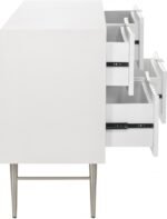 Modernist Wood Veneer And Stainless Steel Base Dresser - Image 6