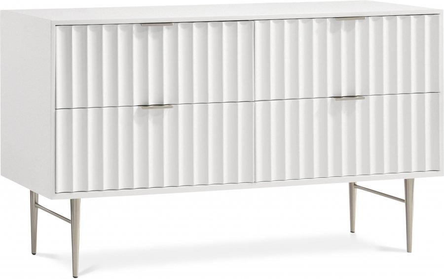 12090.jpg Modernist Wood Veneer And Stainless Steel Base Dresser - Image 1