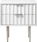Modernist Wood Veneer And Stainless Steel Base Nightstand - Image 3