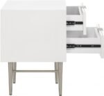 Modernist Wood Veneer And Stainless Steel Base Nightstand - Image 4