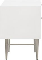 Modernist Wood Veneer And Stainless Steel Base Nightstand - Image 5