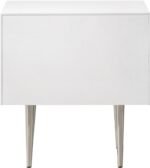 Modernist Wood Veneer And Stainless Steel Base Nightstand - Image 6