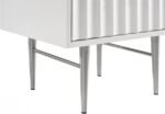 Modernist Wood Veneer And Stainless Steel Base Nightstand - Image 8