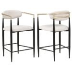 TINA FABRIC UPHOLSTERED COUNTER CHAIR BEIGE (SET OF 2)