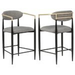 TINA FABRIC UPHOLSTERED COUNTER CHAIR DARK GREY (SET OF 2)
