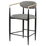 TINA FABRIC UPHOLSTERED COUNTER CHAIR DARK GREY (SET OF 2) - Image 5