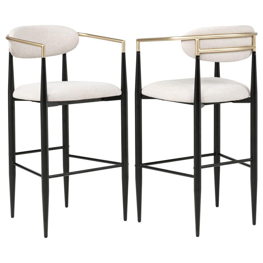 121187_001x900.jpg TINA FABRIC UPHOLSTERED BAR CHAIR BEIGE (SET OF 2) - Image 1