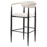 TINA FABRIC UPHOLSTERED BAR CHAIR BEIGE (SET OF 2) - Image 5