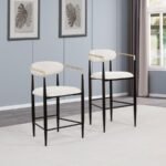TINA FABRIC UPHOLSTERED BAR CHAIR BEIGE (SET OF 2) - Image 14