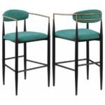 TINA FABRIC UPHOLSTERED BAR CHAIR GREEN (SET OF 2)