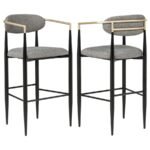 TINA FABRIC UPHOLSTERED BAR CHAIR DARK GREY (SET OF 2)