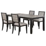 ELODIE 5-PIECE RECTANGULAR EXTENSION LEAF DINING SET BLACK - Image 2