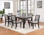 ELODIE 7-PIECE RECTANGULAR EXTENSION LEAF DINING SET BLACK