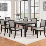 ELODIE 7-PIECE RECTANGULAR EXTENSION LEAF DINING SET BLACK