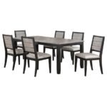 ELODIE 7-PIECE RECTANGULAR EXTENSION LEAF DINING SET BLACK - Image 2