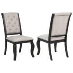 PHELPS UPHOLSTERED DINING SIDE CHAIR TOBACCO AND DISTRESSED NOIR