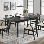 CRESTMONT 7-PIECE EXTENSION LEAF DINING TABLE SET BLACK