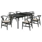 CRESTMONT 7-PIECE EXTENSION LEAF DINING TABLE SET BLACK - Image 2