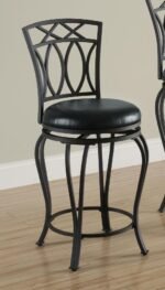 ADAMSVILLE UPHOLSTERED SWIVEL COUNTER HEIGHT STOOL BLACK - Image 2