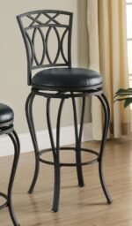 ADAMSVILLE UPHOLSTERED SWIVEL BAR STOOL BLACK - Image 2
