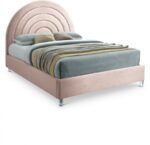 Rainbow Velvet Upholstered Bed