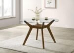 PAXTON ROUND 48-INCH GLASS TOP WOOD DINING TABLE BROWN - Image 2