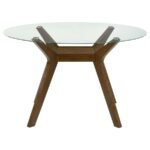 PAXTON ROUND 48-INCH GLASS TOP WOOD DINING TABLE BROWN - Image 3