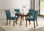 PAXTON ROUND 48-INCH GLASS TOP WOOD DINING TABLE BROWN - Image 8