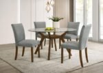 PAXTON ROUND 48-INCH GLASS TOP WOOD DINING TABLE BROWN - Image 10